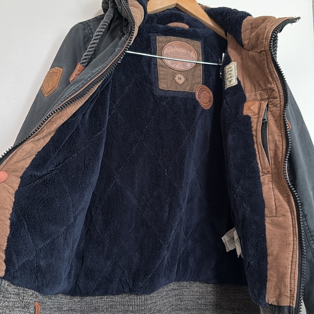 Naketand Black and Brown Hooded Jacket sz M - Picture 7 of 11